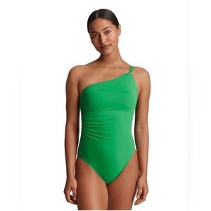 RALPH LAUREN WOMENS DOUBLE STRAP ONE SHOULDER SWIMSUIT SIZE 12 NWT
